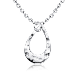 Stencil Ellipse Shaped Silver Necklace SPE-5266